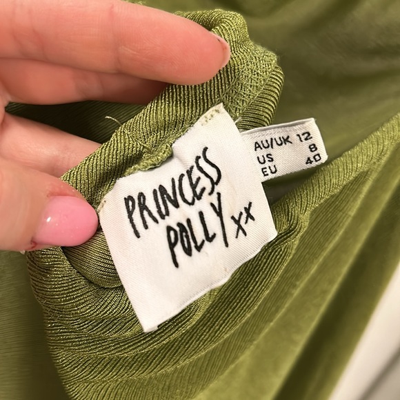 Princess Polly Size 8 olive green cutout maxi dress great condition - Picture 3 of 3